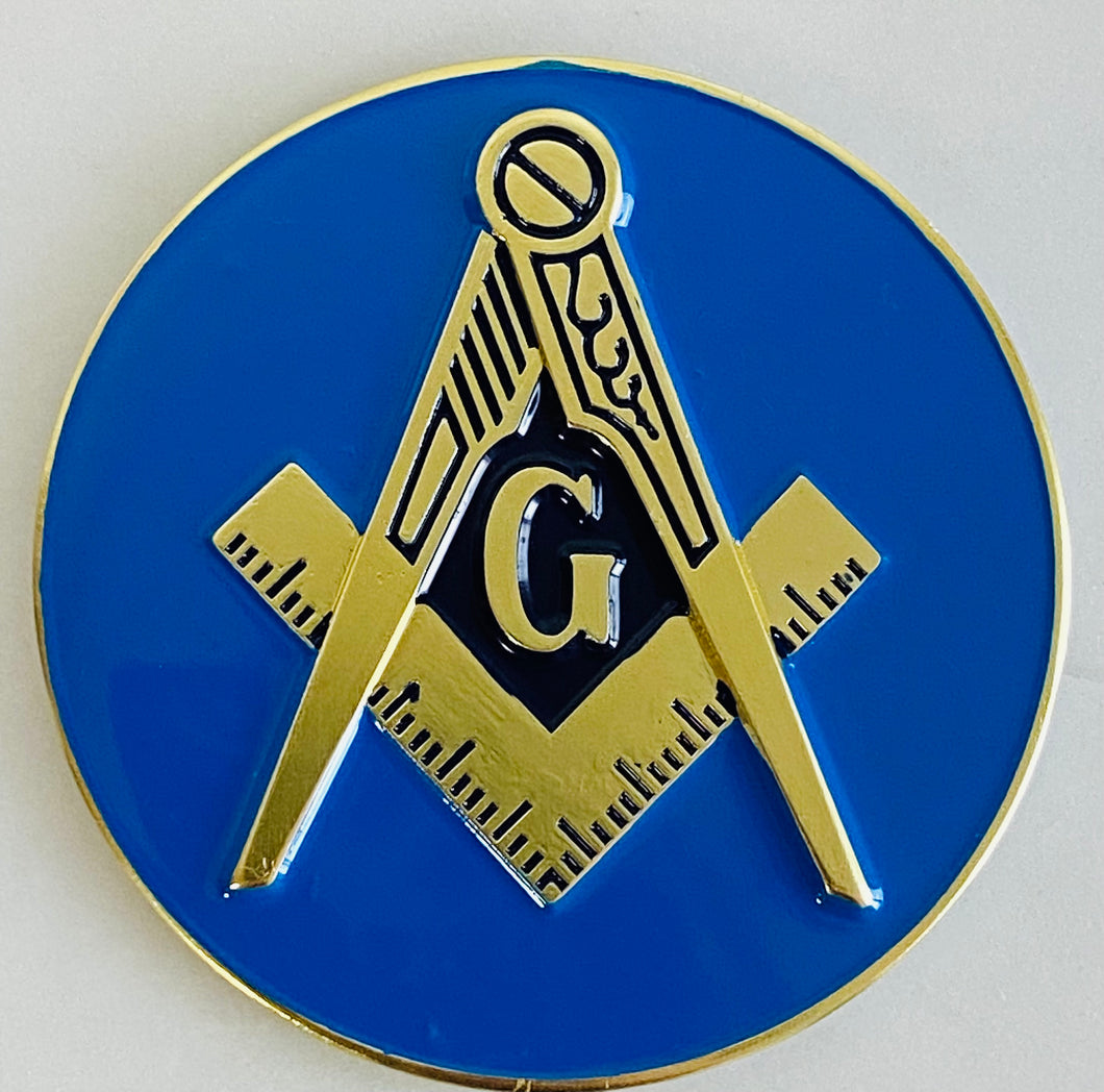 Blue Master Mason Square and compass Car Emblem