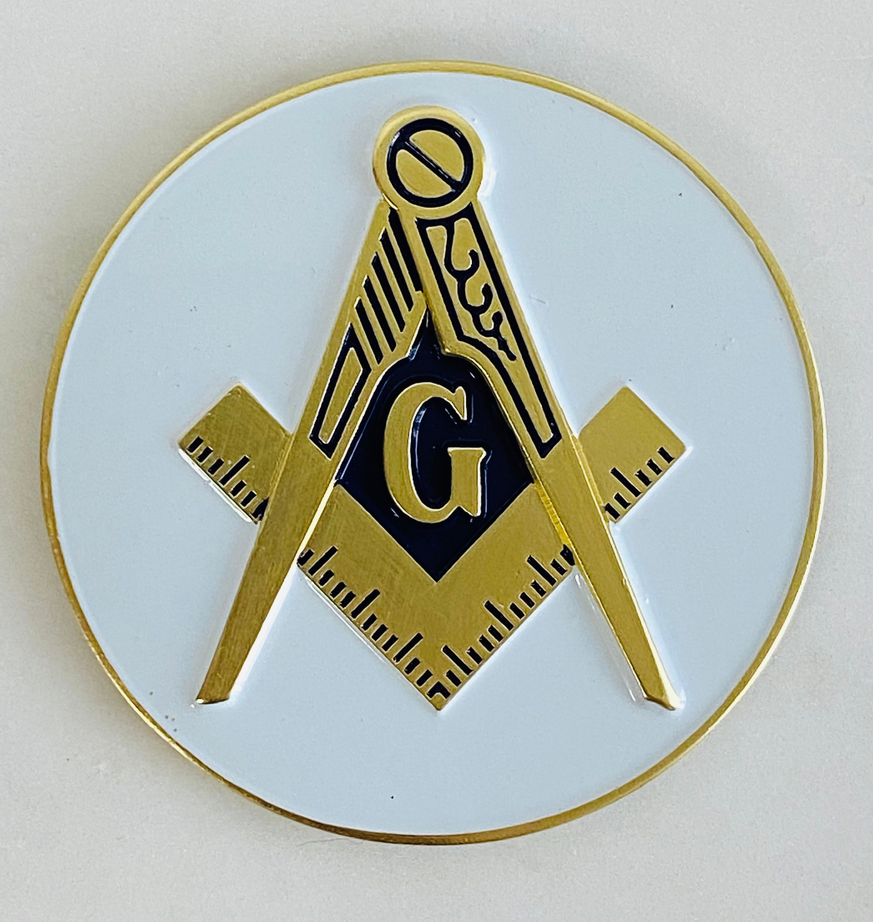 White Master Mason Square and compass Car Emblem – C&C MASONIC DESIGN