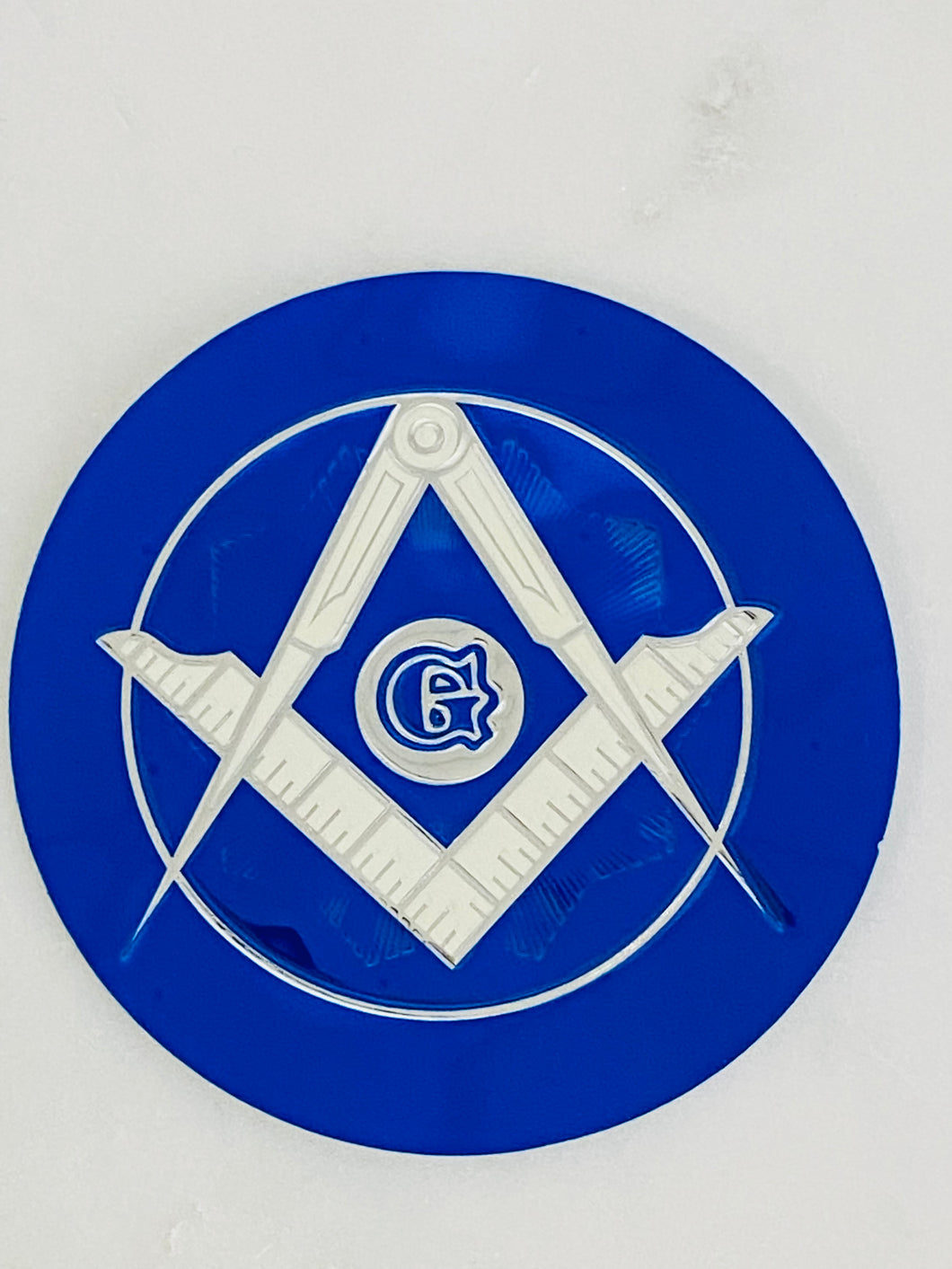 Metallic Blue Square and Compass Sticker